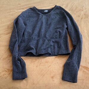 Gray Long Sleeve Cropped Workout Top